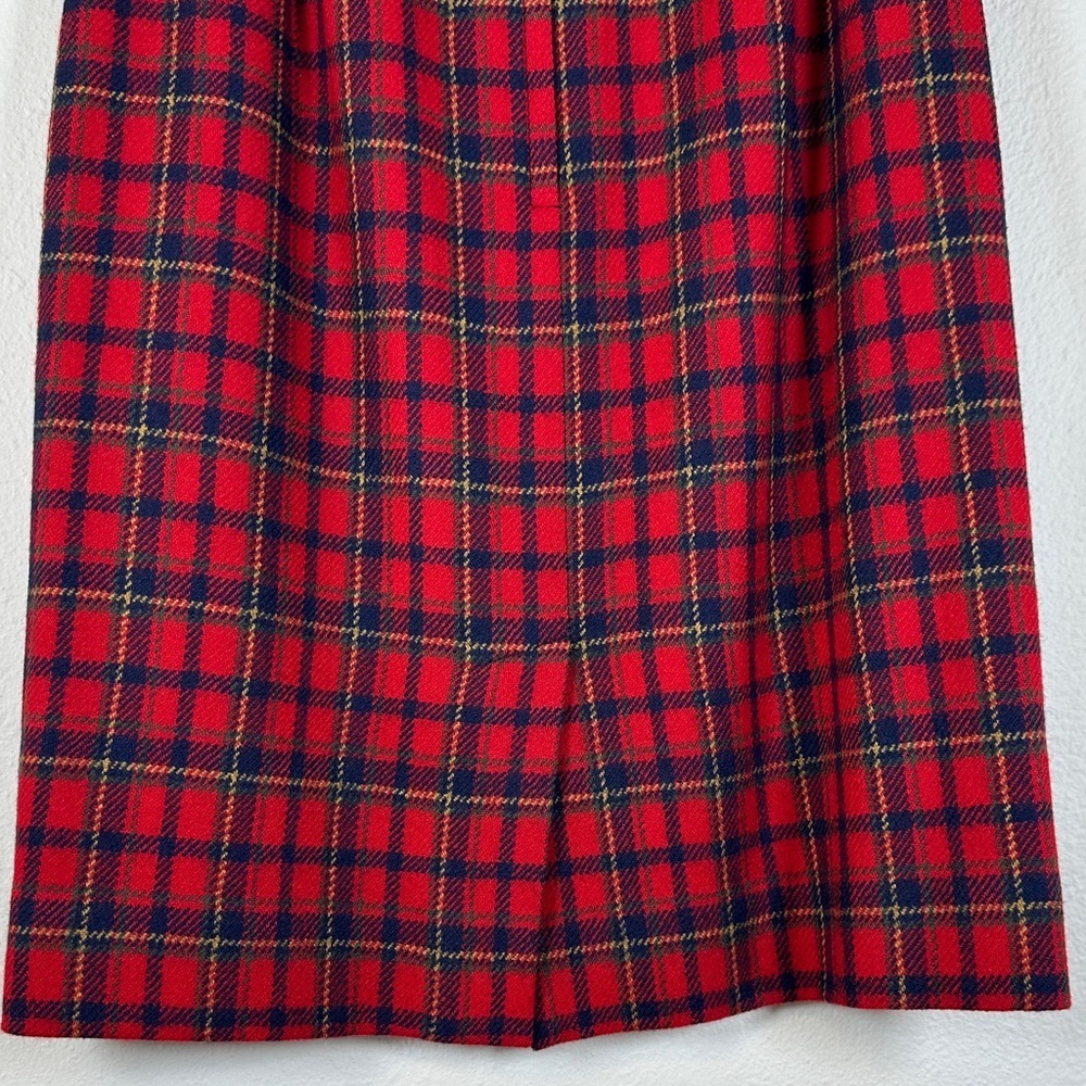 Vintage Charter Club Jane Justin Red Tartan Plaid Wool Pencil Skirt Size 6P - Picture 7 of 7